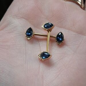 Nipple Barbells- Stainless Steel/Gold Plating, 14mm, 9/16" Length